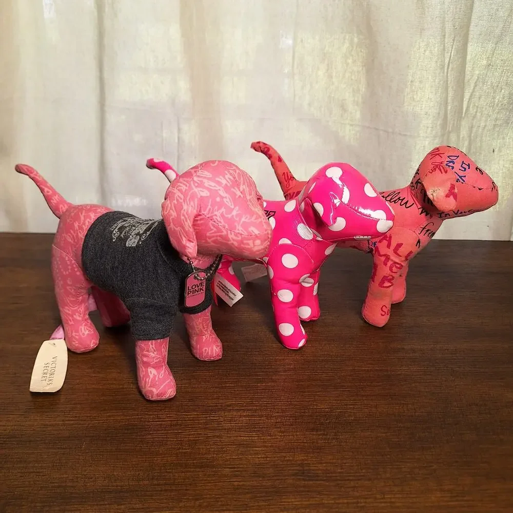 Victoria secret Pink Y2K 2000s 8" Plush dog lot bundle of 3 Vinyl polkadot 86 - Picture 10 of 10
